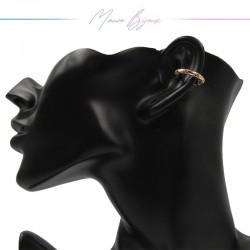 Ear Cuff in Brass in Gold Heart with Strass Orange