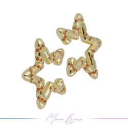 Ear Cuff in Ottone Base Oro Stella con Strass Arancione