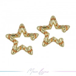Ear Cuff in Brass in Gold Star with Strass Orange