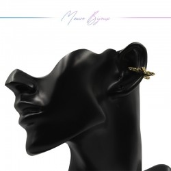 Ear Cuff in Ottone Base Oro Stella con Strass Arancione