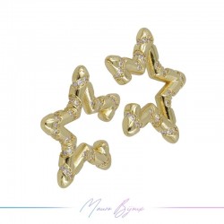 Ear Cuff in Ottone Base Oro Stella con Strass Bianco