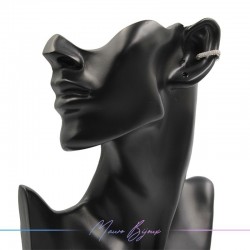 Ear Cuff in Ottone Base Oro Rettangolo con Strass Blu