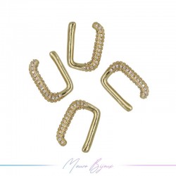 Ear Cuff in Ottone Base Oro Rettangolo con Strass