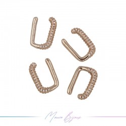 Ear Cuff in Ottone Base Oro Rosa Rettangolo con Strass