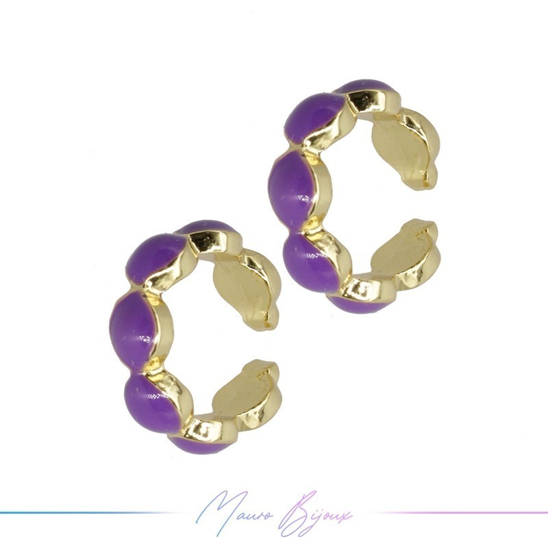 Ear Cuff in Ottone Base Oro Treccia Smaltati Viola