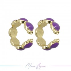 Ear Cuff in Ottone Base Oro Treccia Smaltati Viola