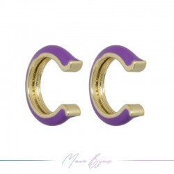 Ear Cuff in Brass in Gold Purple enameled
