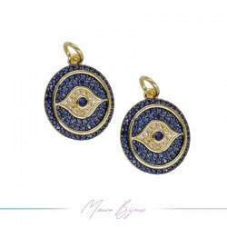 Charms Rose Gold Eye in Brass with Blue Rhinestones