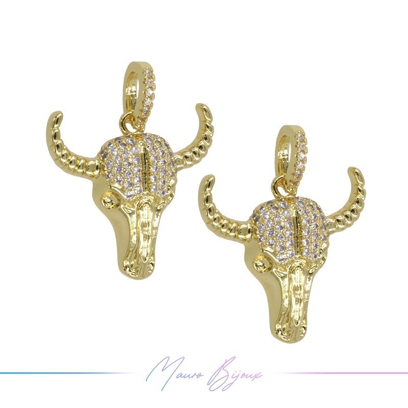 Charms Ox in Brass with Strass in Gold