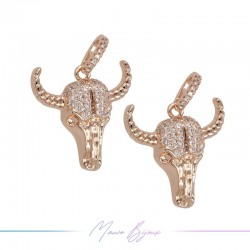 Charms Ox in Brass with Strass in Rose Gold