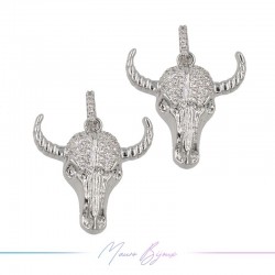 Ciondoli in Ottone Testa di Bue con Strass in Argento