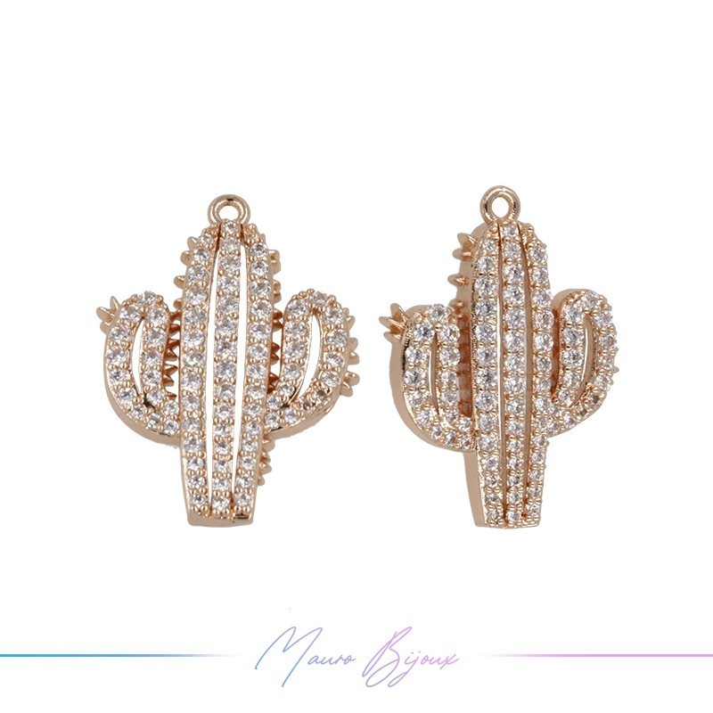 Charms Cactus in Brass with Strass in Rose Gold