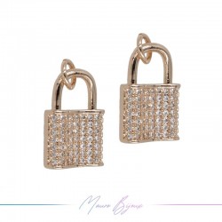 Ciondoli in Ottone Luchetto con Strass in Oro Rosa