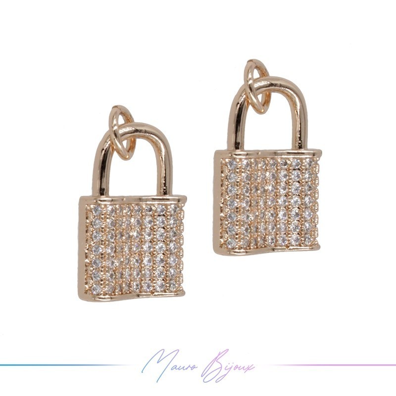 Charms Lock in Brass with Strass in Rose Gold