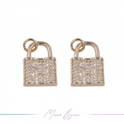 Charms Lock in Brass with Strass in Rose Gold