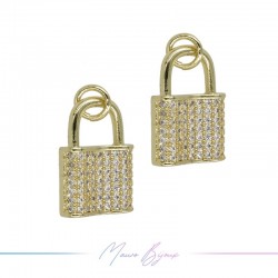 Charms Lock in Brass with Strass in Gold