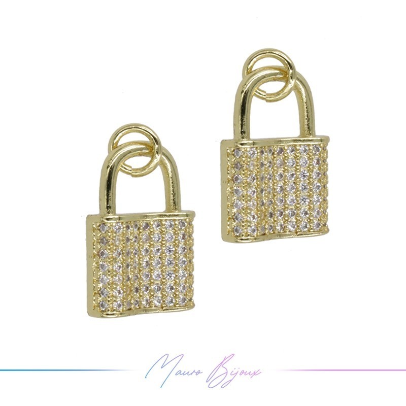 Charms Lock in Brass with Strass in Gold