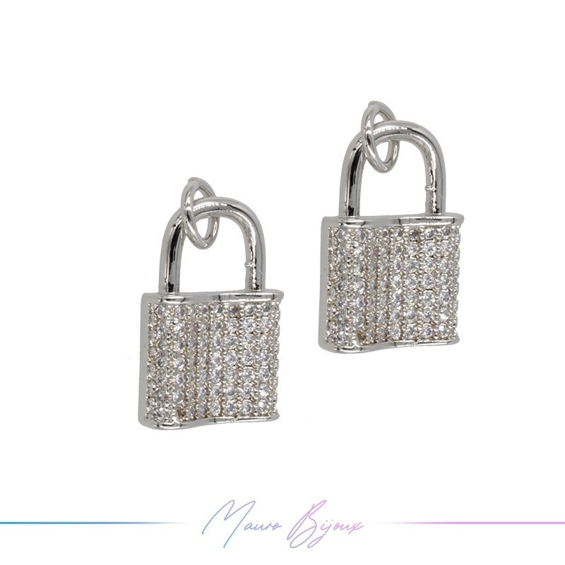 Charms Lock in Brass with Strass in Silver