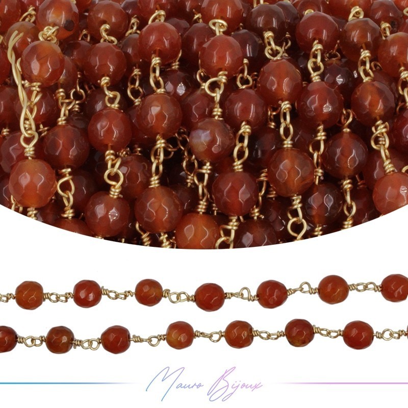 Catena in Ottone con Corniola Base Oro