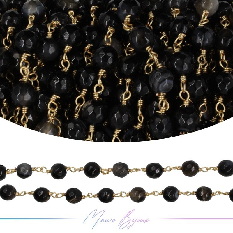 Inox Chain in Gold with Onice