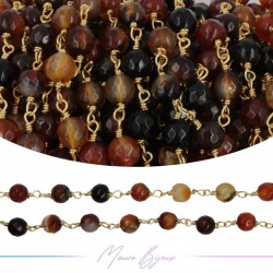 Inox Chain in Gold with Agate Brown