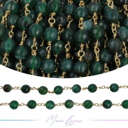 Inox Chain in Gold with Agate Green
