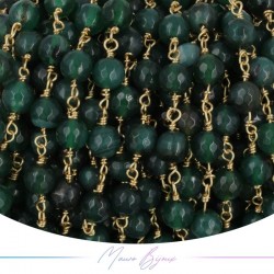 Inox Chain in Gold with Agate Green