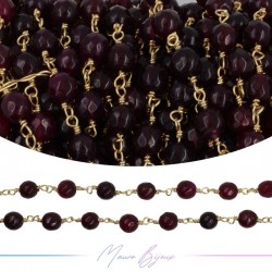 Inox Chain in Gold with Agate Fucsia