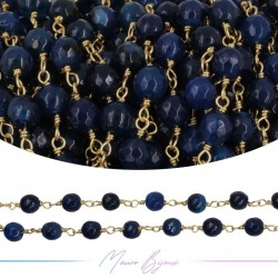 Inox Chain in Gold with Agate Blue