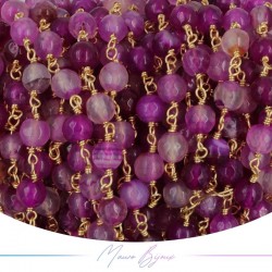 Brass Chain in Gold with Agate Pink