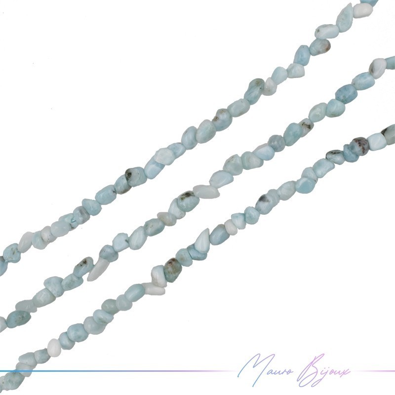 Larimar Pebbles Smooth 4-6mm (Wire of 40 cm)