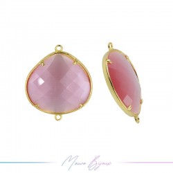 Charms CatsEye Gold Drops 27x32mm Pink