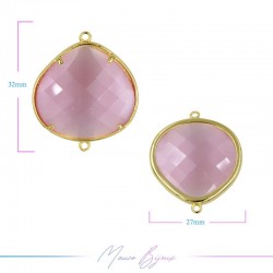 Charms CatsEye Gold Drops 27x32mm Pink