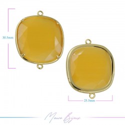 Cindolo Occhio di Gatto Bordo Oro Quadrato 30.5x25.5mm Doppio Anello Giallo