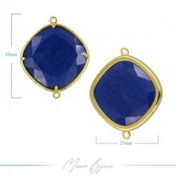 Cindolo Occhio di Gatto Bordo Oro Rombo 33x27mm Doppio Anello Blu