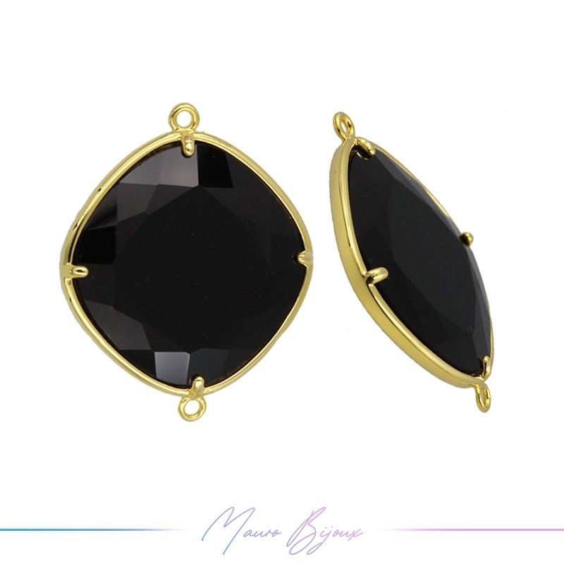Charms CatsEye Gold Rhombus 33x27mm Double Hook Black