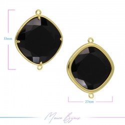 Charms CatsEye Gold Rhombus 33x27mm Double Hook Black