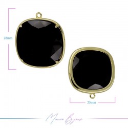 Cindolo Occhio di Gatto Bordo Oro Quadrato 28x25mm Singolo Anello Nero