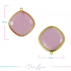 Cindolo Occhio di Gatto Bordo Oro Rombo 30x27mm Singolo Anello Rosa