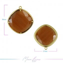 Charms CatsEye Gold Rhombus 30x27mm Single Hook Brown