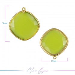 Charms CatsEye Gold Rhombus 30x27mm Single Hook Acid Green