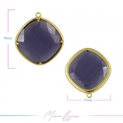 Charms CatsEye Gold Rhombus 30x27mm Single Hook Purple