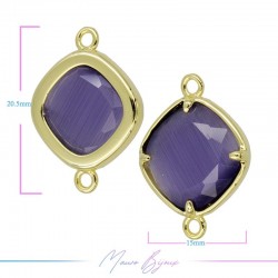 Charms CatsEye Gold Rhombus 20.5x15mm Double Hook Purple