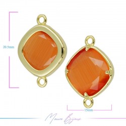 Cindolo Occhio di Gatto Bordo Oro Rombo 20.5x15mm Doppio Anello Arancione