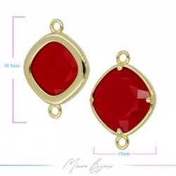 Cindolo Occhio di Gatto Bordo Oro Rombo 20.5x15mm Doppio Anello Rosso