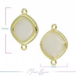 Charms CatsEye Gold Rhombus 20.5x15mm Double Hook Beige