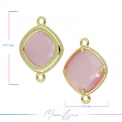 Cindolo Occhio di Gatto Bordo Oro Rombo 20.5x15mm Doppio Anello Rosa