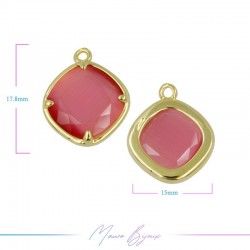 Charms CatsEye Gold Rhombus 18x15mm Single Hook Fuchsia