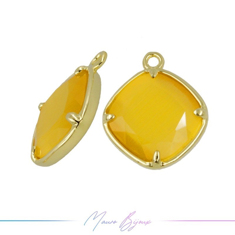 Charms CatsEye Gold Rhombus 18x15mm Single Hook Yellow