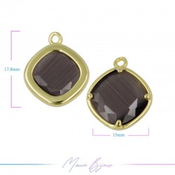 Charms CatsEye Gold Rhombus 18x15mm Single Hook Dark Grey